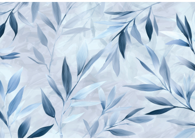 Фототапет Нежни сини листа в минималистичен ботанически стил